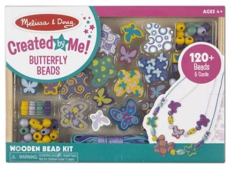 MELISSA & DOUG Created By Me! Butterfly Beads Wooden Bead Kit: Butterfly themed wooden bead jewelry-making set - 4179 For Sale