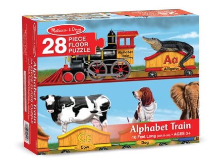 MELISSA & DOUG  Alphabet Train Floor Puzzle - 28 Pieces: The beautifully detailed blue engine is ready to roll with familiar objects from A to Z - 424 For Discount