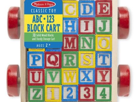 Classic Abc Block Cart: This sturdy, wooden block cart features 30 solid wood traditionally styled one-inch cube blocks - 1169 Online Sale