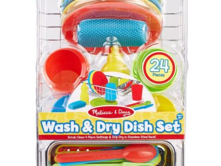 MELISSA & DOUG  Wash & Dry Dish Set: Add them to a play kitchen or use as a stand-alone play set--either way, this appealing play set mimics the real-life objects - M&D-4282 For Sale