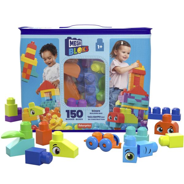 FISHER-PRICE Bigger Building Bag 150 piecces: These blocks help to develop imagination and fine motor skills - HHM96 For Cheap