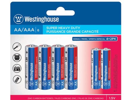 WESTINGHOUSE SUPER HEAVY DUTY AA 4PK W BONUS 2XAAA FREE - 4R6P2R03PBP Hot on Sale