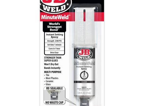 J-B Weld 50101 MinuteWeld Instant-Setting Epoxy Syringe - Clear - 25ml, 0.85 Fl Oz (Pack of 1) Hot on Sale