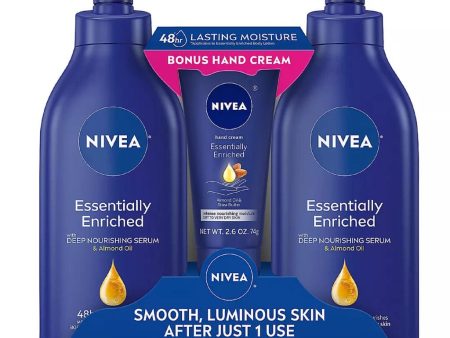 Nivea Essentially Enriched Body Lotion and Hand Cream Pack. Nivea Essentially Enriched Hand Cream provides rich care and nutritious hydration for your dry hands that lasts 24 hours.-477640 Supply