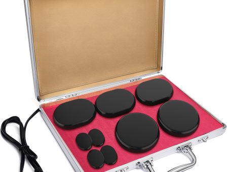 9Pcs Hot Stones Massage Set with Warmer, Professional or Home Spa Massage Hot Stones Kit, 4 Sizes Massage Stone for Full Body Relaxation and Pain Relief Online Sale