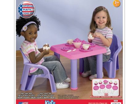 AMERICAN PLASTIC  Tea Party Set 28 piece, includes chair, table and set of wares for the next tea party adventure with friends - 13620 on Sale