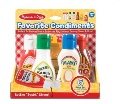 MELISSA & DOUG Favorite Condiments Play Food Set: Be the hit of pretend picnics, barbecues, and other playtime meals with these favorite food toppers - M&D-4317 Hot on Sale