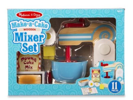 MELISSA & DOUG  Wooden Make A Cake Mixer Set: urn dials to  adjust speed  and use the crank to turn the bowl that fits the mixer - M&D-9840 Sale