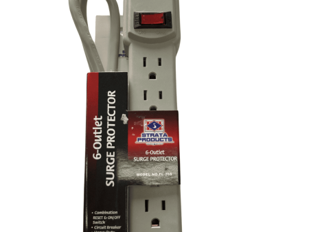 Strata 6 Outlet Grounded Multi Contact Extension Cord with Surge Suppressor. Extra Wide Spaced Outlets For Cell Phone Charger, Power Adapter, 3 Prong, Multi Outlet Wall Charger, Quick & Easy Install, For Home Office, Home Theatre and Many More-FL-25S Online Hot Sale