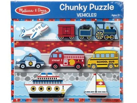 MELISSA & DOUG Vehicles Chunky Puzzle: On the road, on the rails, by sea, or by air, imaginations travel far and wide with this extra-thick wooden puzzle - 3725 Fashion