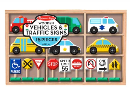 MELISSA & DOUG Wooden Vehicles & Traffic Signs: Car-loving kids will find everything they need to set up a busy street or add to train sets and blocks - 3177 Online Sale