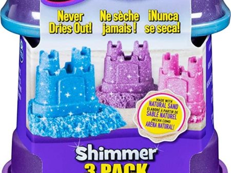 SPIN MASTER  Kinetic Sand Shimmer 3 pack: Three different shimmering pastel shades Castle-shaped container that doubles as a re-useable mold Free of gluten, casein and wheat - 6053520 Sale