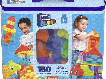 FISHER-PRICE Bigger Building Bag 150 piecces: These blocks help to develop imagination and fine motor skills - HHM96 For Cheap