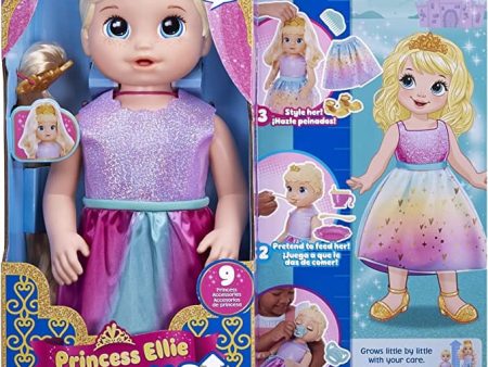 GTBW Baby Alive Princess Ellie Grows Up: This Baby Alive doll starts at 14 inches (37 cm) and slowly grows by rocking her and using her nurturing accessories - HASBRO-F523 on Sale