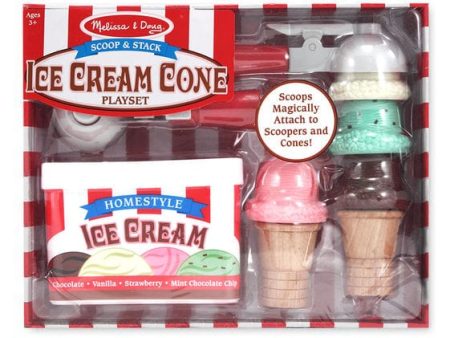 MELISSA & DOUG Scoop & Stack Ice Cream Cone Playset: The most  attractive  ice cream in your child s pretend kitchen or restaurant - M&D-4087 on Sale